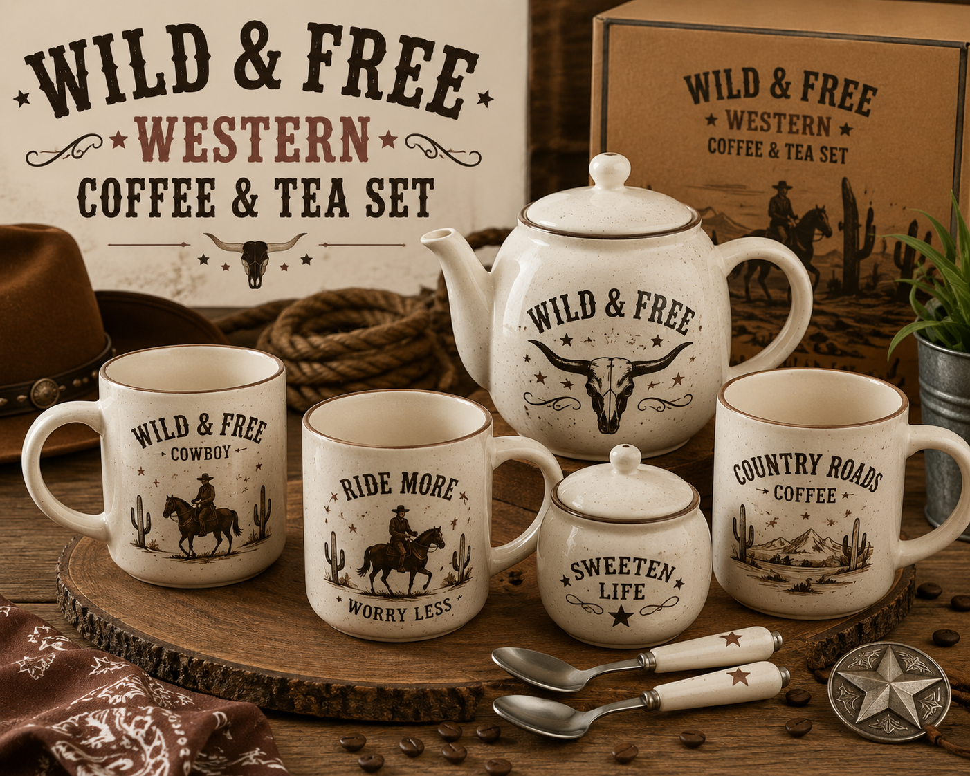 Wild & Free Western Coffee & Tea Set ☕🤠